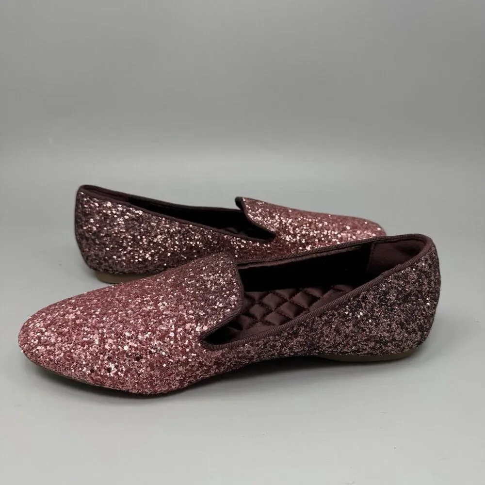 Birdies Shoes Womens 7.5 The Starling Rose Pink Glitter Sparkle Slip On Flats